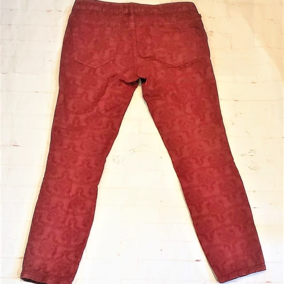 FREE PEOPLE Lace Floral Maroon Skinny Jeans W29 - Picture 2 of 7